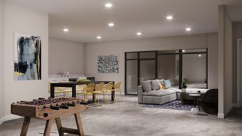 Modern resident lounge and game room.